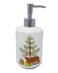 Ankole-Watusu Cow Christmas Ceramic Soap Dispenser , Empty Refillable Hand Soap Pump Bottle for Bathroom Kitchen