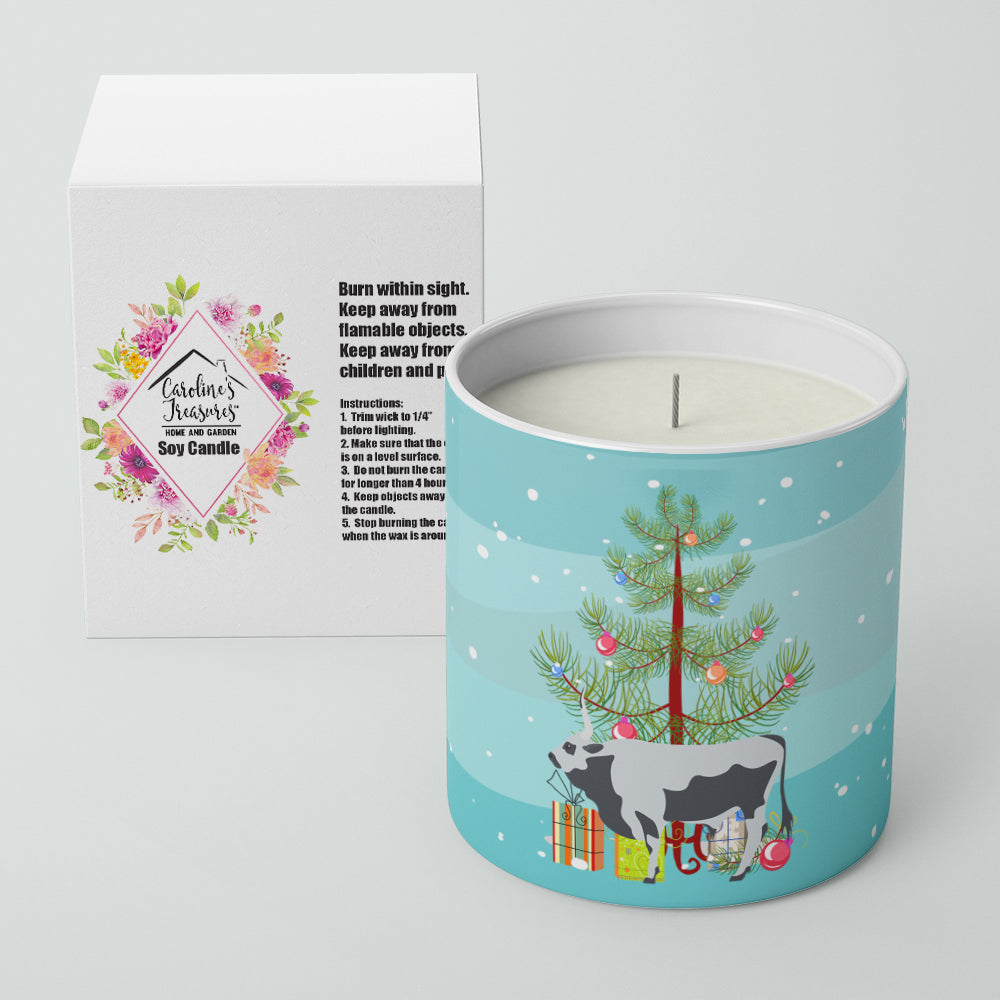 Hungarian Grey Steppe Cow Christmas Decorative Soy Candle Nature Soy Wax Essential Oil Home Decor Ideal for Bedroom Kitchen Bath Office Gift, 10 oz