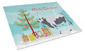 Hungarian Grey Steppe Cow Christmas Cutting Board Tempered Glass Kitchen Cutting Surface, Heat Resistant Chopping, Non-Slip Feet, Food Prep & Serving