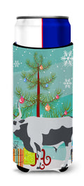Hungarian Grey Steppe Cow Christmas Slim Can Hugger , Insulated Foam Hugger for 12 oz Slim Cans, Beer Bottles & Water Bottles, Printed in USA