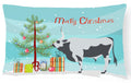 Hungarian Grey Steppe Cow Christmas Decorative Throw Pillow 12x16 Indoor Outdoor Accent Cushion, Fabric Cover with Insert for Sofa, Bed, Porch & Living Room