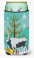 Hungarian Grey Steppe Cow Christmas Tall Boy Hugger Can Cooler Sleeve Machine Washable Drink Collapsible Insulator Beverage Insulated Holder