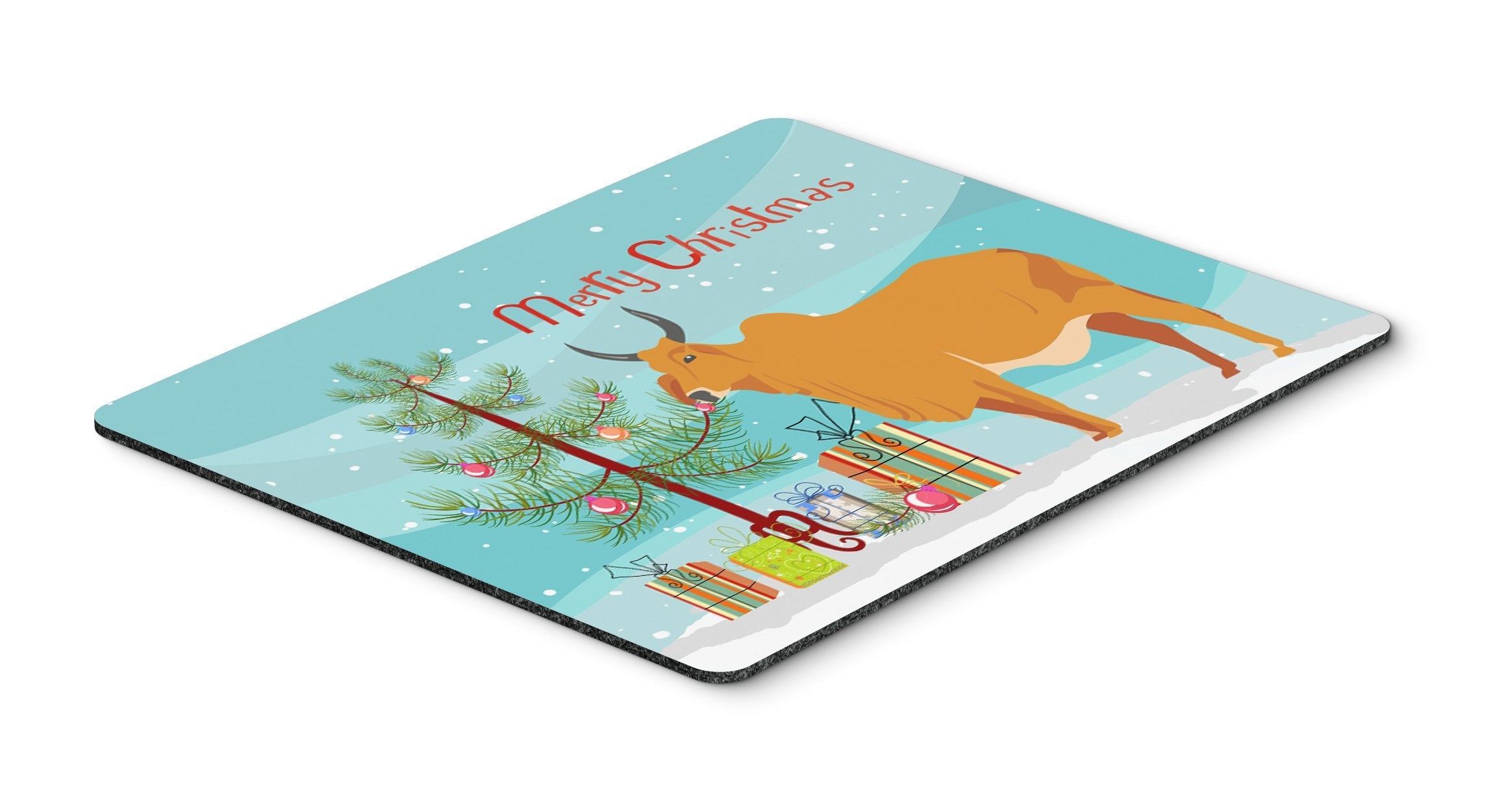 Zebu Indicine Cow Christmas Mouse Pad, Heat Resistant Trivet Hot Pad , Non Slip Rubber Desk Mat, Kitchen Counter Protector, Home Office Decor Gift