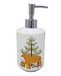 Zebu Indicine Cow Christmas Ceramic Soap Dispenser , Empty Refillable Hand Soap Pump Bottle for Bathroom Kitchen