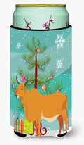 Zebu Indicine Cow Christmas Tall Boy Hugger Can Cooler Sleeve Machine Washable Drink Collapsible Insulator Beverage Insulated Holder