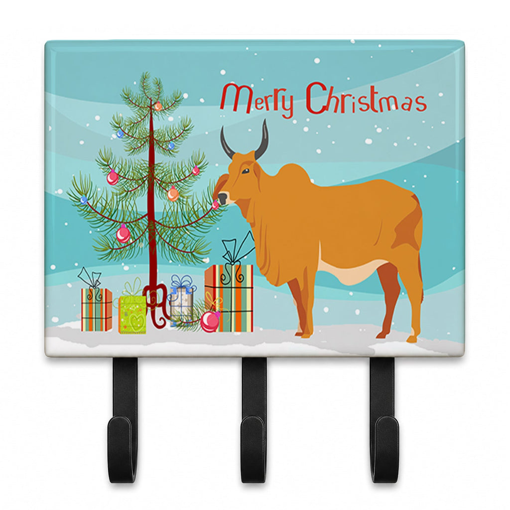 Zebu Indicine Cow Christmas Leash or Key Holder Wall Hooks, Coat Rack Wall Mount, for Hanging Keys, Towels, Aprons, Leashes