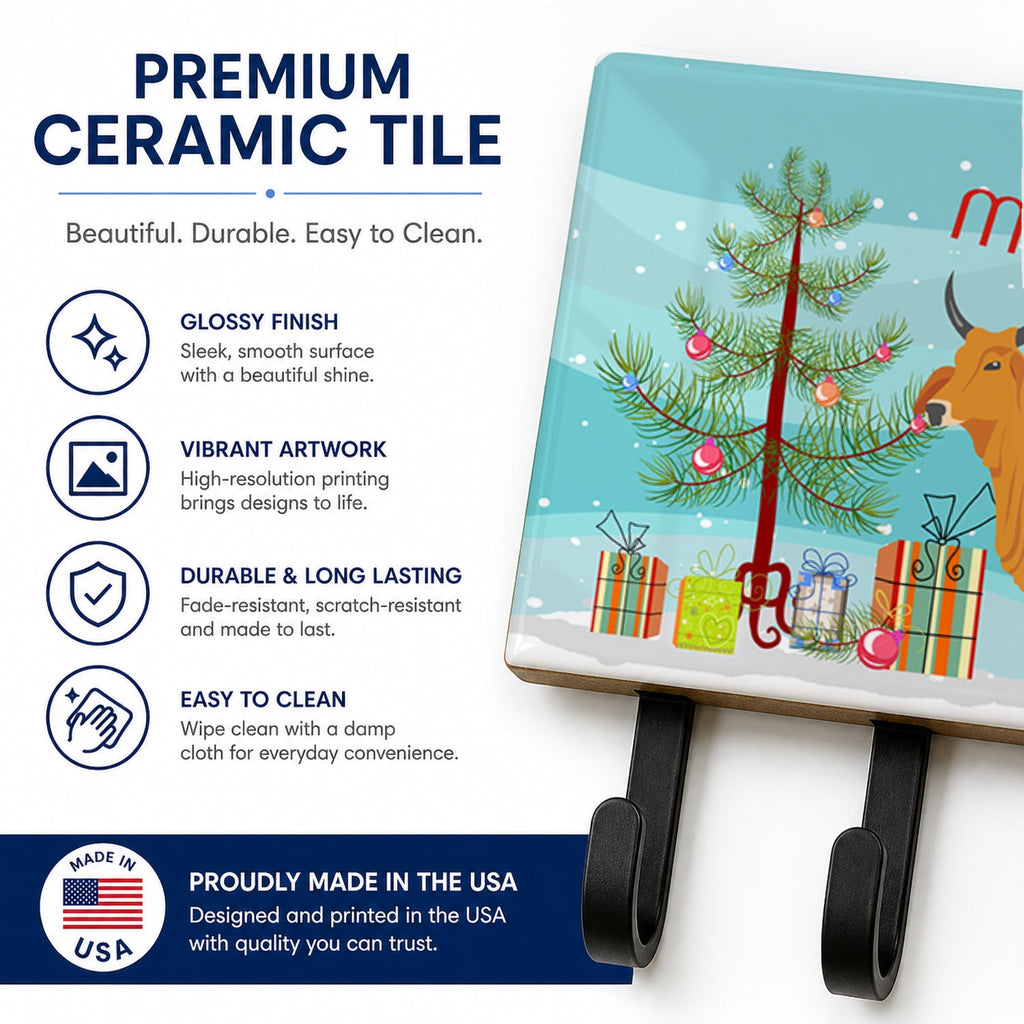 Zebu Indicine Cow Christmas Leash or Key Holder Wall Hooks, Coat Rack Wall Mount, for Hanging Keys, Towels, Aprons, Leashes