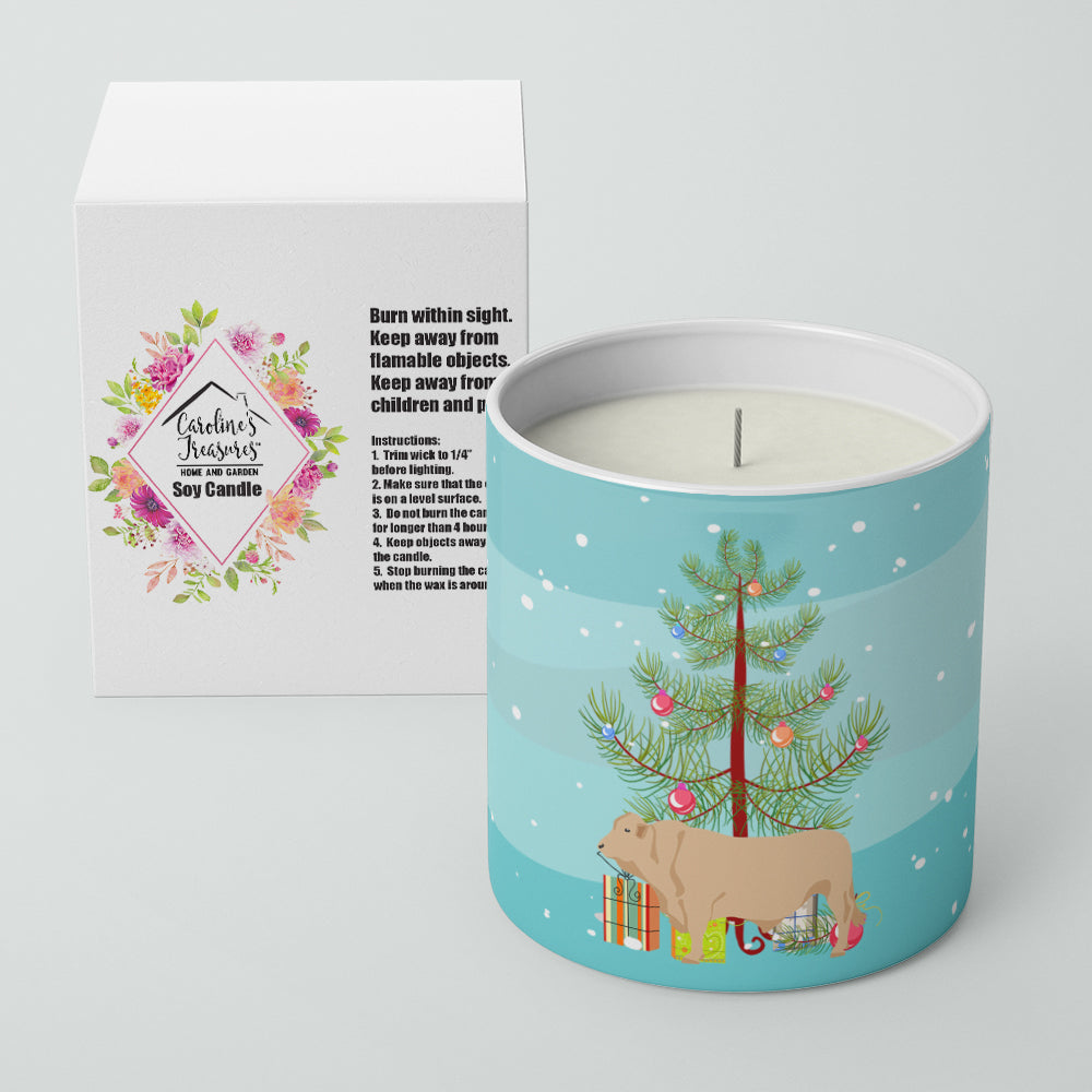 Charolais Cow Christmas Decorative Soy Candle Nature Soy Wax Essential Oil Home Decor Ideal for Bedroom Kitchen Bath Office Gift, 10 oz