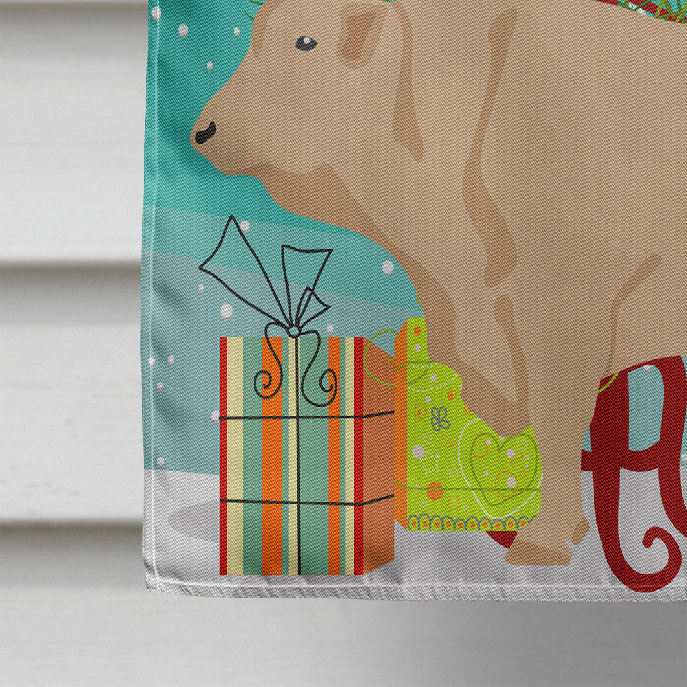 Charolais Cow Christmas House Flag 28x40 Porch Sleeve Pole Decorative Outside Yard Banner Artwork Wall Hanging, Polyester