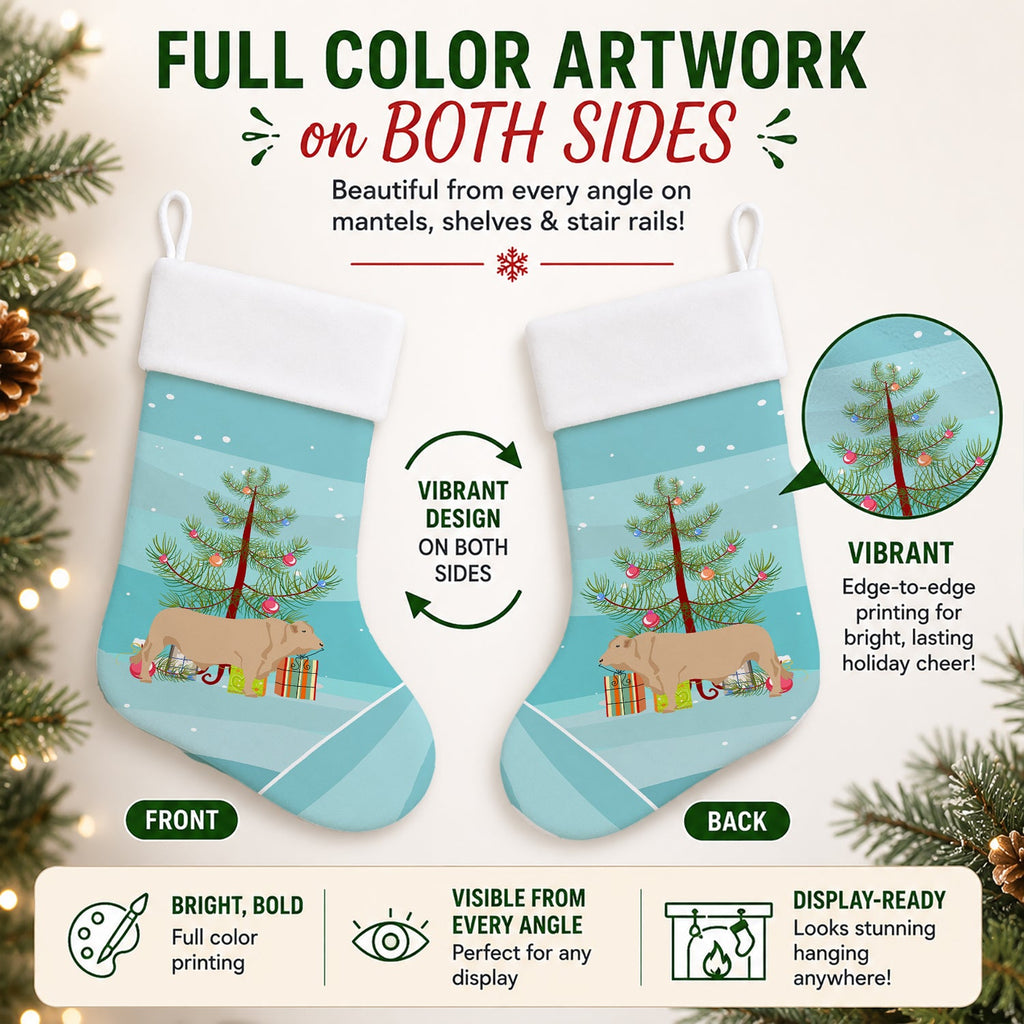 Charolais Cow Christmas Holiday Stocking Double-Sided Print, Polyester Suede,11x18, Made in USA