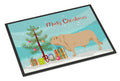 Charolais Cow Christmas Doormat Indoor Outdoor 24H X 36W Front Door Mat Rugs for Entryway, Non Slip Washable Low Pile,