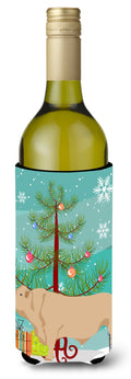Charolais Cow Christmas Wine Bottle Hugger Gift Sleeve for Standard 750 ml Bottles, Insulated Reusable Also Fits Mini Shot & Pint Bottles