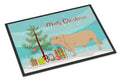 Charolais Cow Christmas Doormat Indoor Outdoor 18H X 27W Front Door Mat Rugs for Entryway, Non Slip Washable