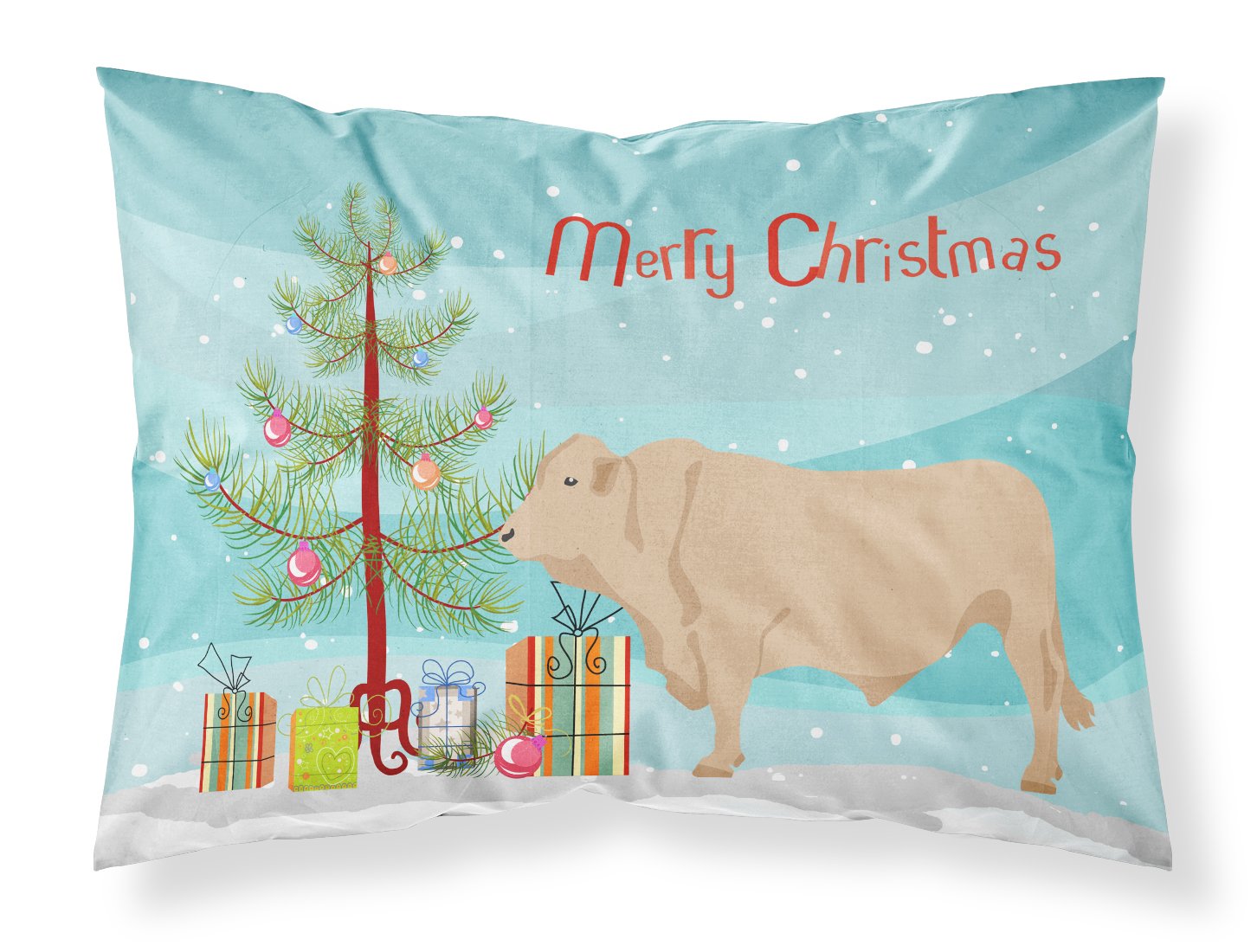 Charolais Cow Christmas Standard Pillowcase Lightweight Super Soft Easy Care Decorative Artwork Pillowcase, Standard