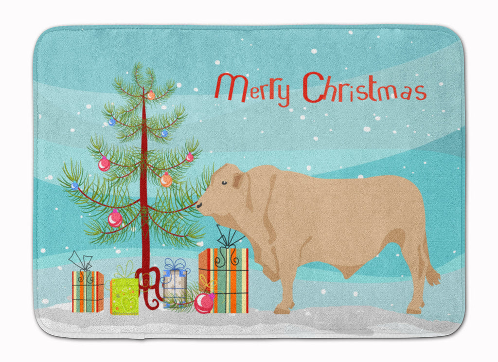 Charolais Cow Christmas Memory Foam Kitchen Mat Machine Washable Anti-Fatigue Cushion Comfort Bath or Kitchen Rug