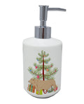 Charolais Cow Christmas Ceramic Soap Dispenser , Empty Refillable Hand Soap Pump Bottle for Bathroom Kitchen