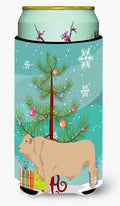 Charolais Cow Christmas Tall Boy Hugger Can Cooler Sleeve Machine Washable Drink Collapsible Insulator Beverage Insulated Holder