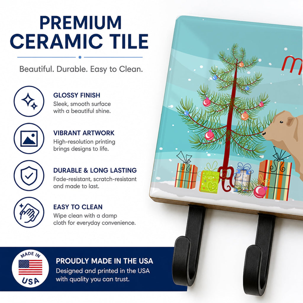 Charolais Cow Christmas Leash or Key Holder Wall Hooks, Coat Rack Wall Mount, for Hanging Keys, Towels, Aprons, Leashes