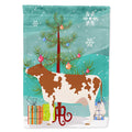 Ayrshire Cow Christmas House Flag 28x40 Porch Sleeve Pole Decorative Outside Yard Banner Artwork Wall Hanging, Polyester