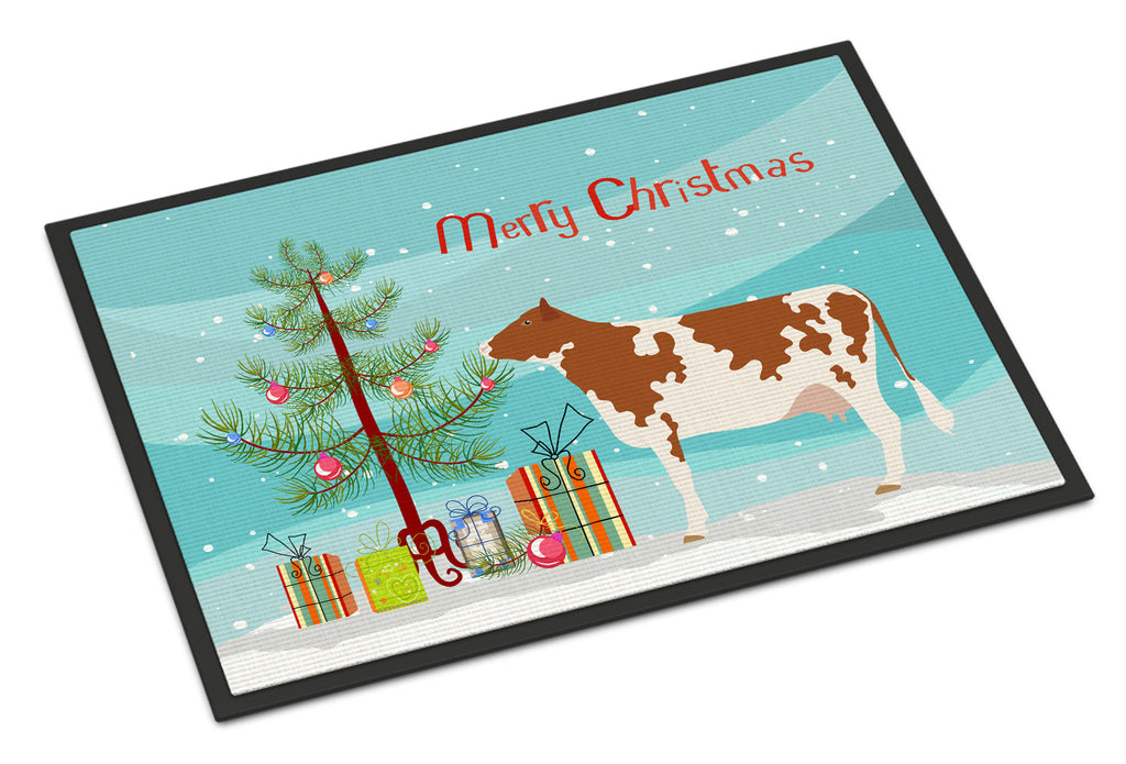Ayrshire Cow Christmas Doormat Indoor Outdoor 18H X 27W Front Door Mat Rugs for Entryway, Non Slip Washable