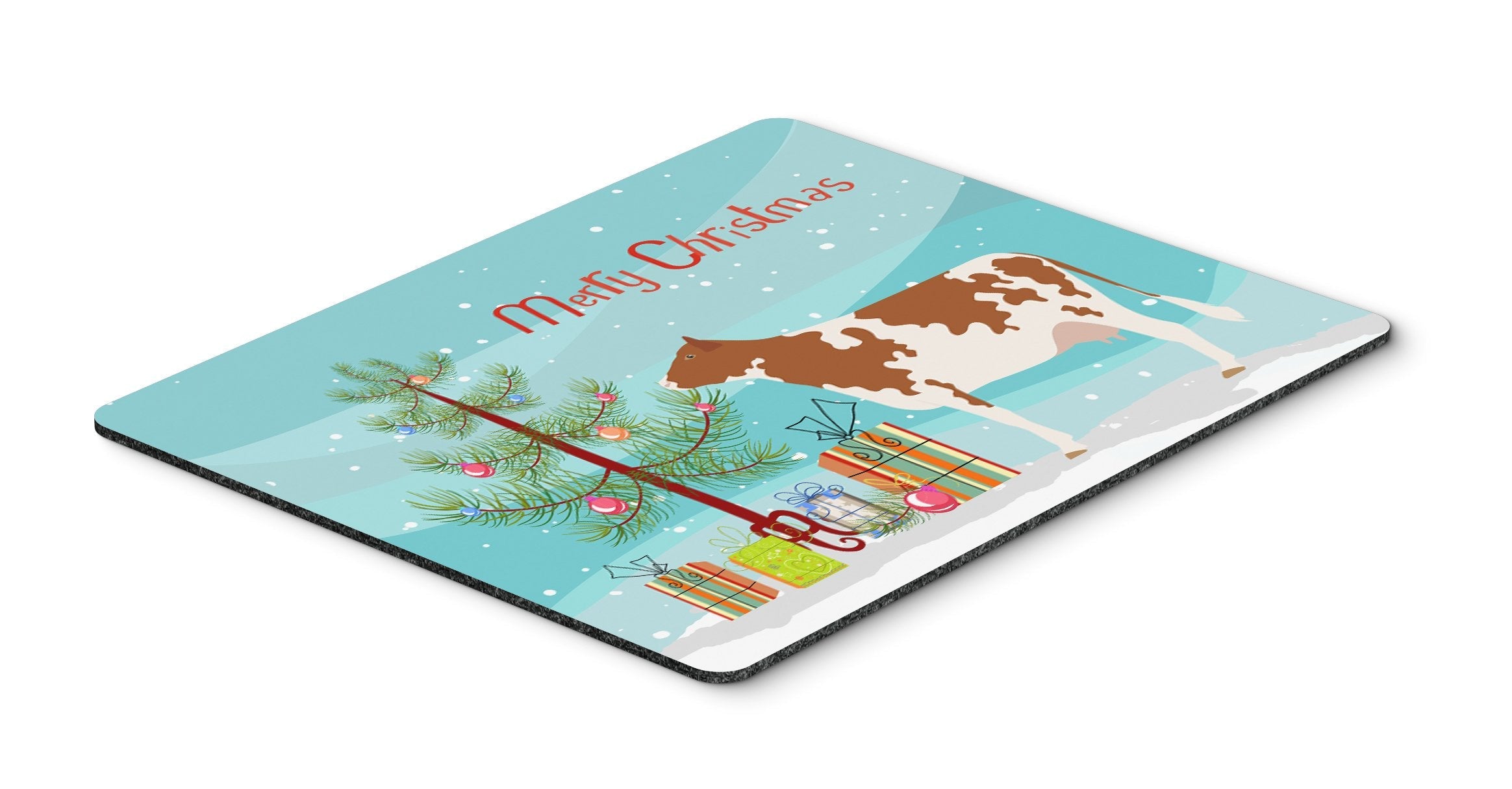 Ayrshire Cow Christmas Mouse Pad, Heat Resistant Trivet Hot Pad , Non Slip Rubber Desk Mat, Kitchen Counter Protector, Home Office Decor Gift