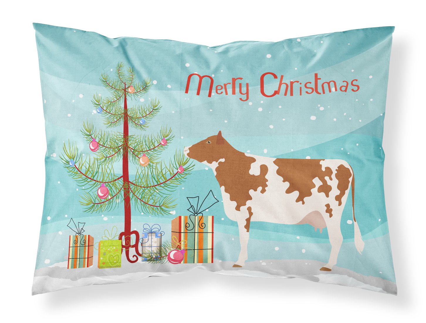 Ayrshire Cow Christmas Standard Pillowcase Lightweight Super Soft Easy Care Decorative Artwork Pillowcase, Standard