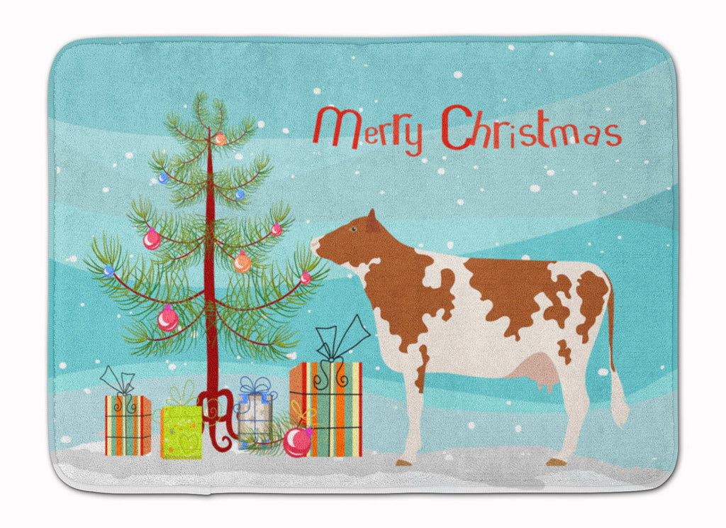 Ayrshire Cow Christmas Memory Foam Kitchen Mat Machine Washable Anti-Fatigue Cushion Comfort Bath or Kitchen Rug