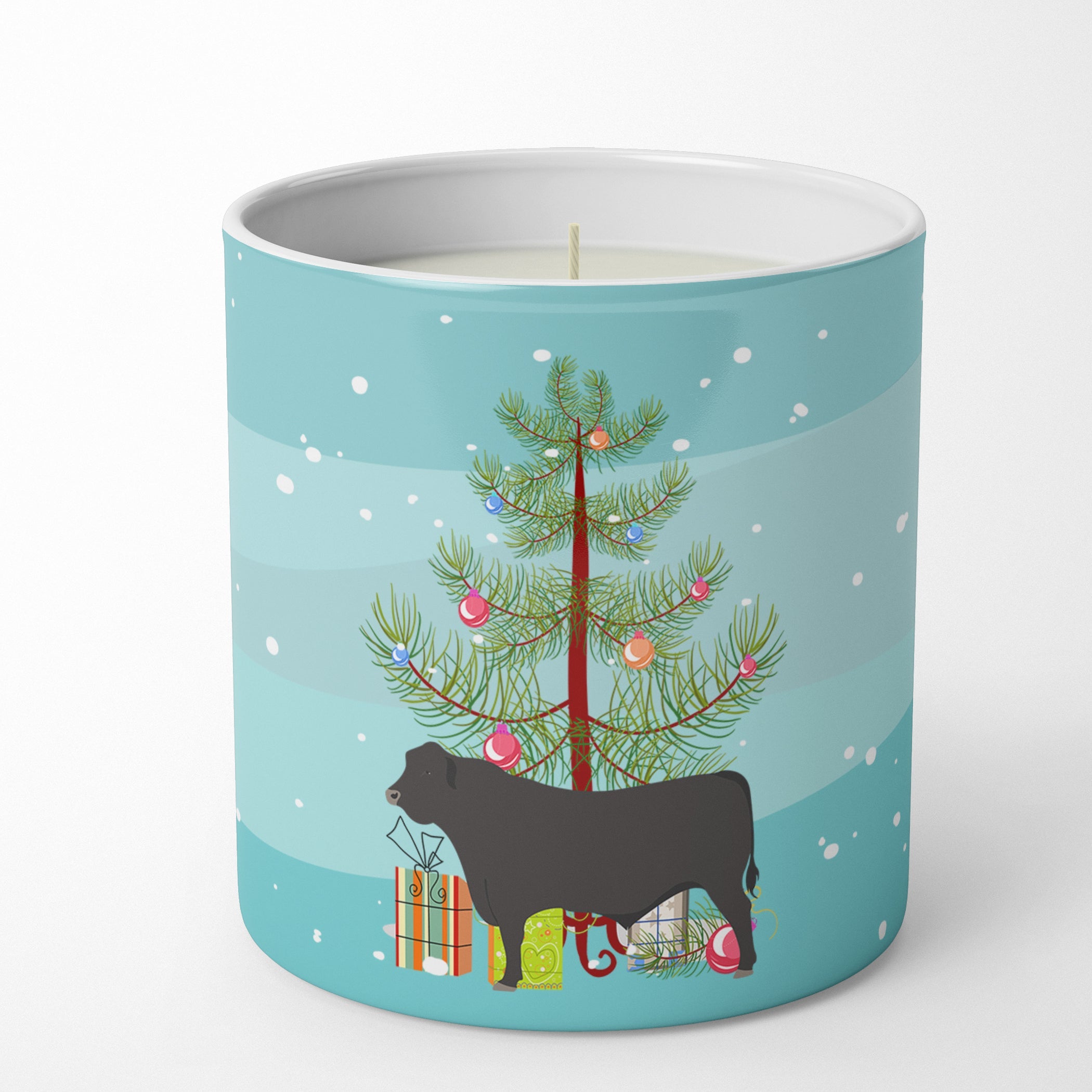 Black Angus Cow Christmas Decorative Soy Candle Nature Soy Wax Essential Oil Home Decor Ideal for Bedroom Kitchen Bath Office Gift, 10 oz