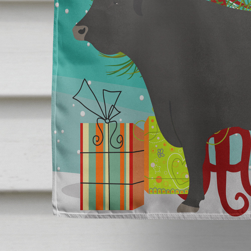 Black Angus Cow Christmas House Flag 28x40 Porch Sleeve Pole Decorative Outside Yard Banner Artwork Wall Hanging, Polyester