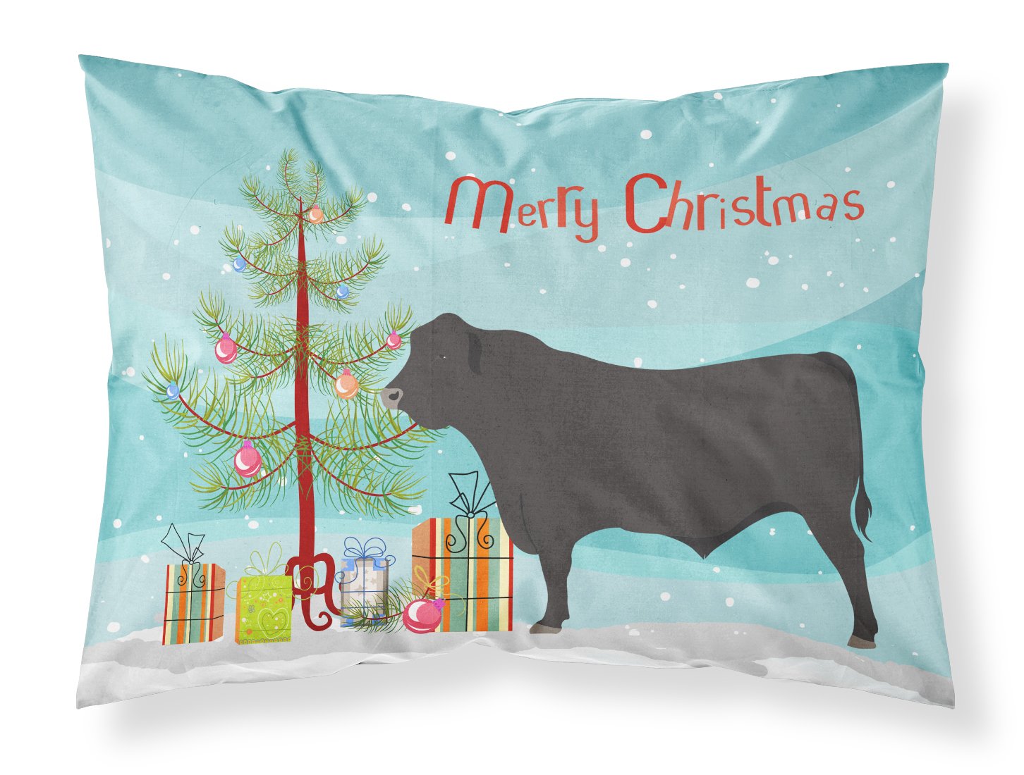 Black Angus Cow Christmas Standard Pillowcase Lightweight Super Soft Easy Care Decorative Artwork Pillowcase, Standard