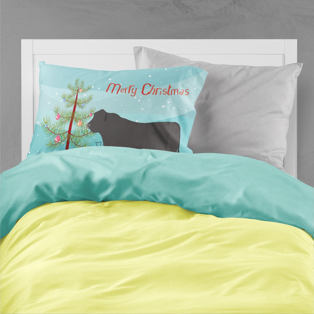 Black Angus Cow Christmas Standard Pillowcase Lightweight Super Soft Easy Care Decorative Artwork Pillowcase, Standard