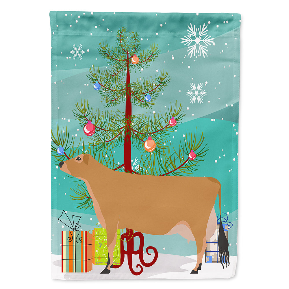 Jersey Cow Christmas House Flag 28x40 Porch Sleeve Pole Decorative Outside Yard Banner Artwork Wall Hanging, Polyester