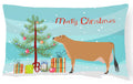 Jersey Cow Christmas Decorative Throw Pillow 12x16 Indoor Outdoor Accent Cushion, Fabric Cover with Insert for Sofa, Bed, Porch & Living Room