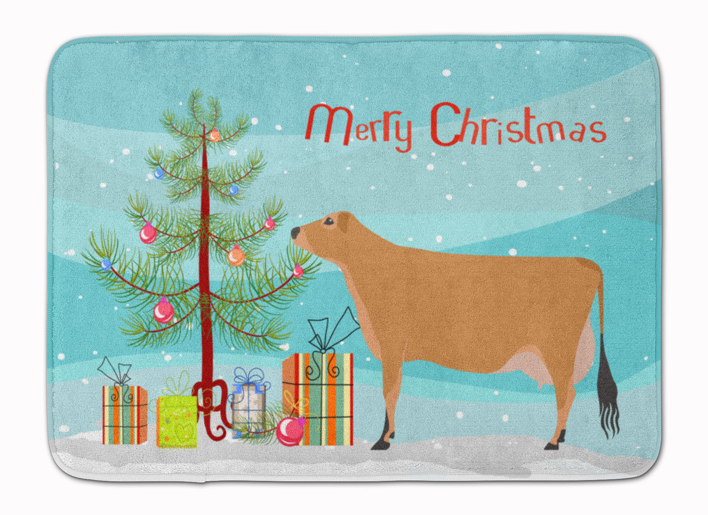 Jersey Cow Christmas Memory Foam Kitchen Mat Machine Washable Anti-Fatigue Cushion Comfort Bath or Kitchen Rug