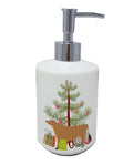 Jersey Cow Christmas Ceramic Soap Dispenser , Empty Refillable Hand Soap Pump Bottle for Bathroom Kitchen