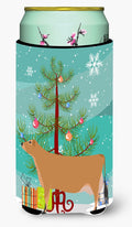 Jersey Cow Christmas Tall Boy Hugger Can Cooler Sleeve Machine Washable Drink Collapsible Insulator Beverage Insulated Holder