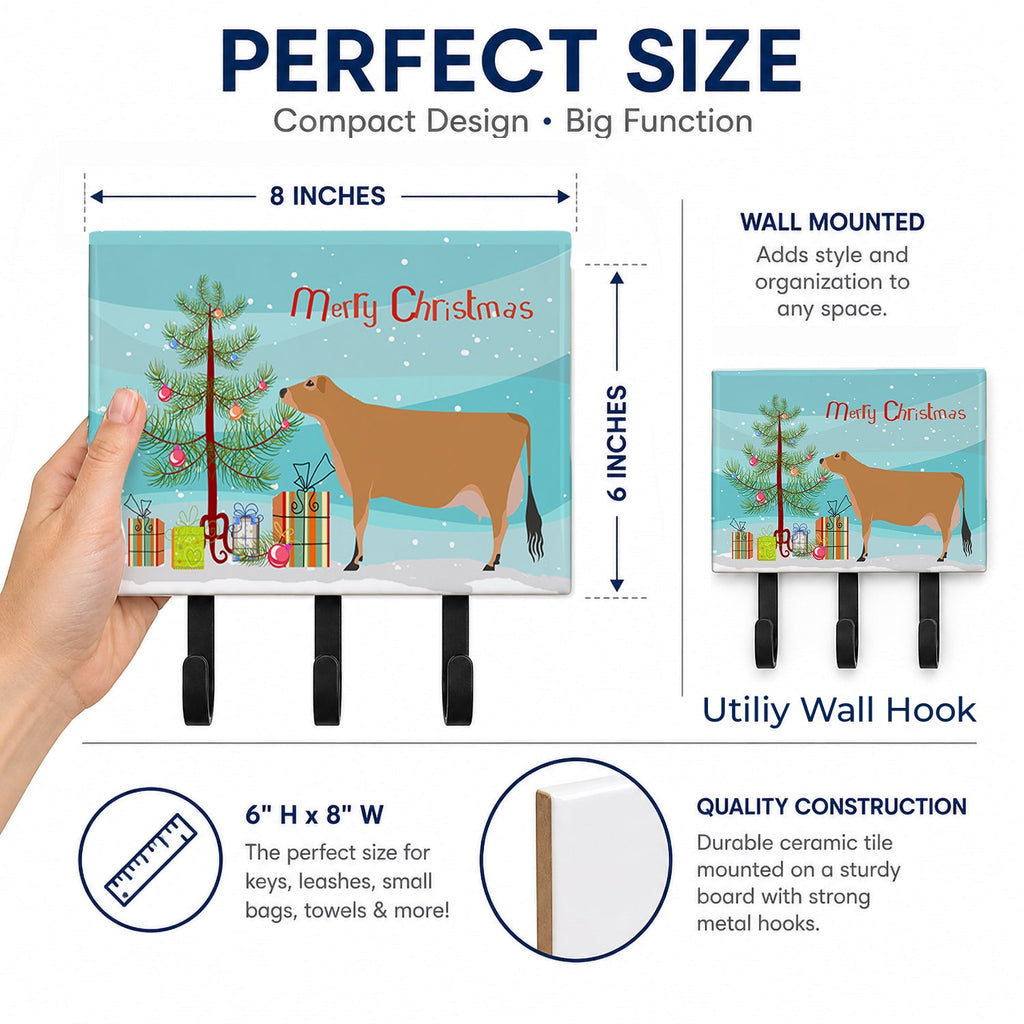 Jersey Cow Christmas Leash or Key Holder Wall Hooks, Coat Rack Wall Mount, for Hanging Keys, Towels, Aprons, Leashes