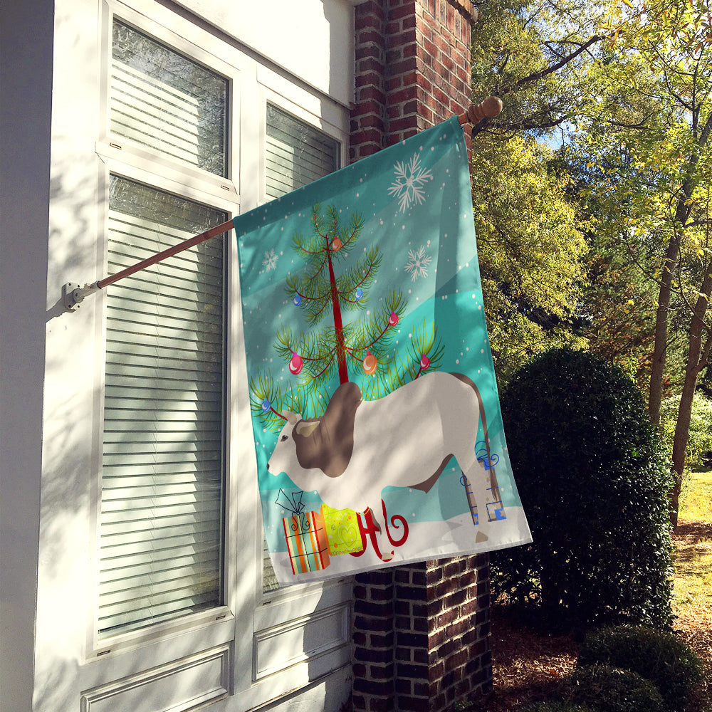 Malvi Cow Christmas House Flag 28x40 Porch Sleeve Pole Decorative Outside Yard Banner Artwork Wall Hanging, Polyester