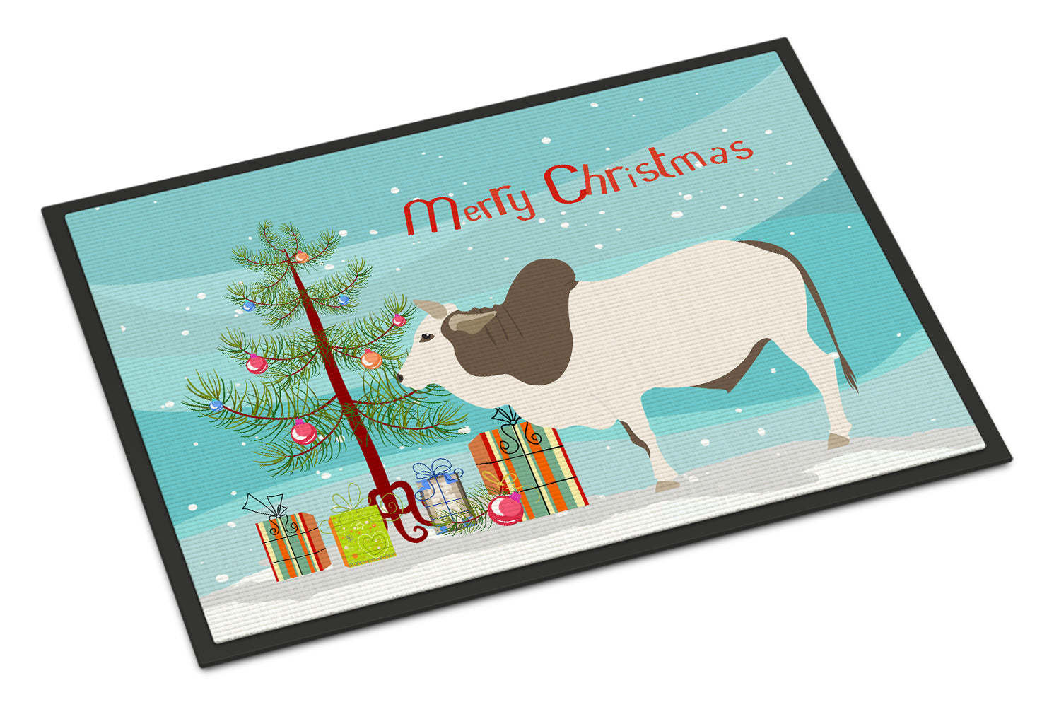 Malvi Cow Christmas Doormat Indoor Outdoor 24H X 36W Front Door Mat Rugs for Entryway, Non Slip Washable Low Pile,