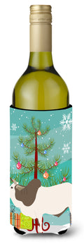 Malvi Cow Christmas Wine Bottle Hugger Gift Sleeve for Standard 750 ml Bottles, Insulated Reusable Also Fits Mini Shot & Pint Bottles