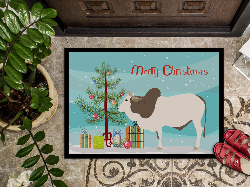 Malvi Cow Christmas Doormat Indoor Outdoor 18H X 27W Front Door Mat Rugs for Entryway, Non Slip Washable