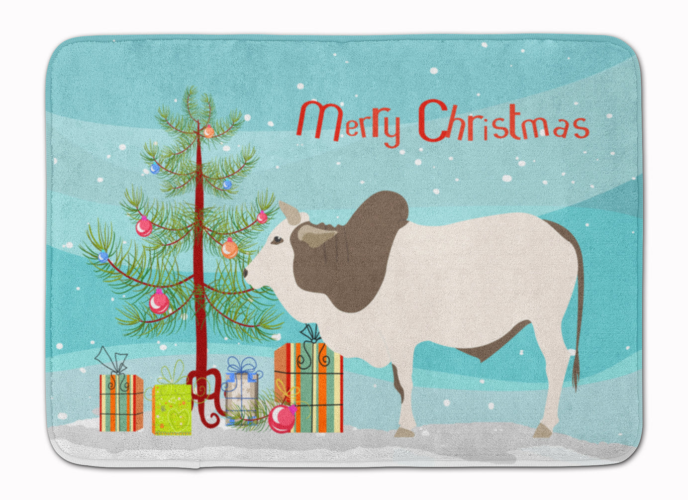 Malvi Cow Christmas Memory Foam Kitchen Mat Machine Washable Anti-Fatigue Cushion Comfort Bath or Kitchen Rug