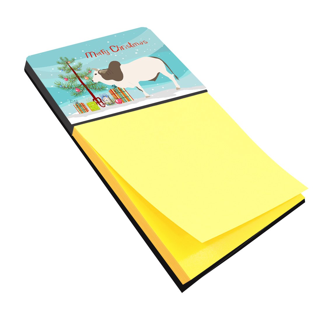 Malvi Cow Christmas Watercolor Sticky Note Holder Refillable Dispenser Desk Accessory 3x3 Pad Gift