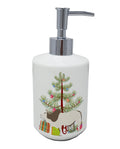 Malvi Cow Christmas Ceramic Soap Dispenser , Empty Refillable Hand Soap Pump Bottle for Bathroom Kitchen
