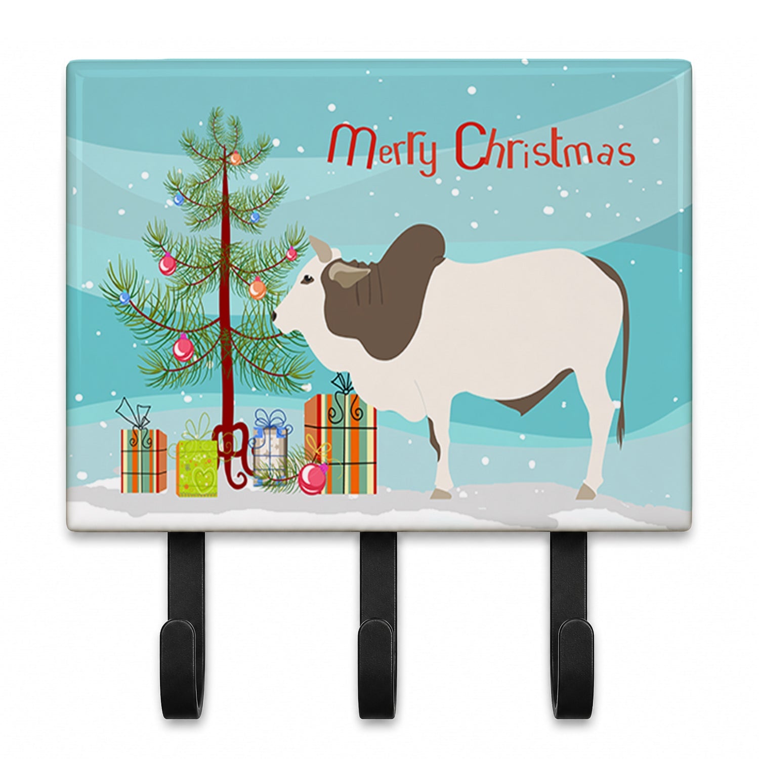 Malvi Cow Christmas Leash or Key Holder Wall Hooks, Coat Rack Wall Mount, for Hanging Keys, Towels, Aprons, Leashes