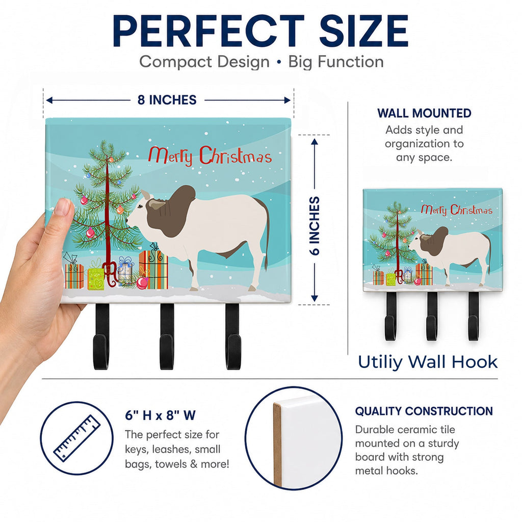 Malvi Cow Christmas Leash or Key Holder Wall Hooks, Coat Rack Wall Mount, for Hanging Keys, Towels, Aprons, Leashes