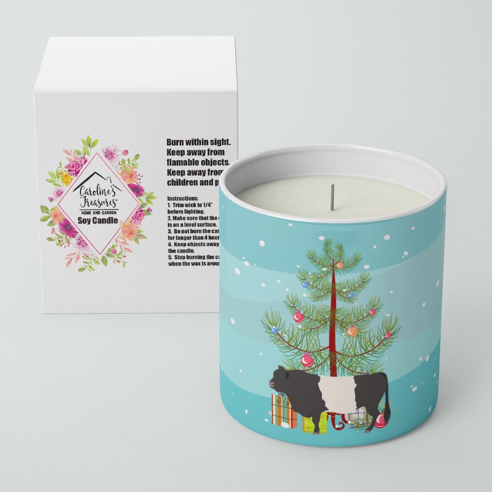 Belted Galloway Cow Christmas Decorative Soy Candle Nature Soy Wax Essential Oil Home Decor Ideal for Bedroom Kitchen Bath Office Gift, 10 oz