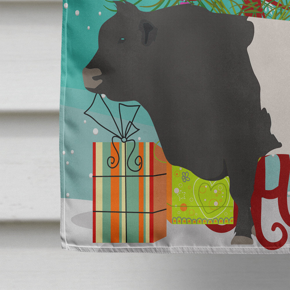 Belted Galloway Cow Christmas House Flag 28x40 Porch Sleeve Pole Decorative Outside Yard Banner Artwork Wall Hanging, Polyester