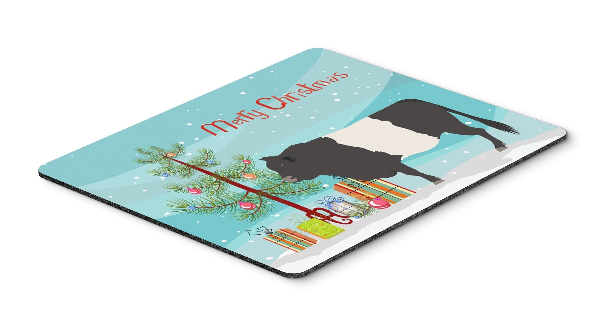 Belted Galloway Cow Christmas Mouse Pad, Heat Resistant Trivet Hot Pad , Non Slip Rubber Desk Mat, Kitchen Counter Protector, Home Office Decor Gift