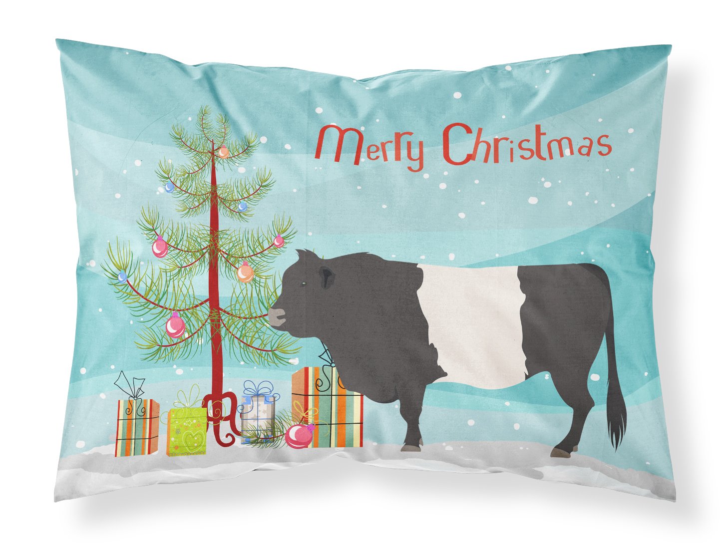 Belted Galloway Cow Christmas Standard Pillowcase Lightweight Super Soft Easy Care Decorative Artwork Pillowcase, Standard